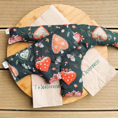 Zestaw - 2 termofory z pestek wiśni na brzuch i czoło - Yokompresy - Serce Lasu